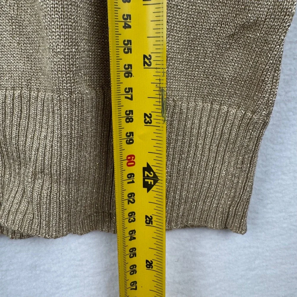 Joseph A. Metallic‎ Turtleneck Sweater Khaki Light Gold LRX Womens M